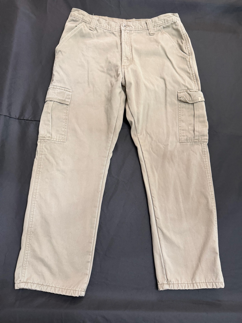 Wrangler Men's Cargo Fleece lined Pants in Khaki Tan